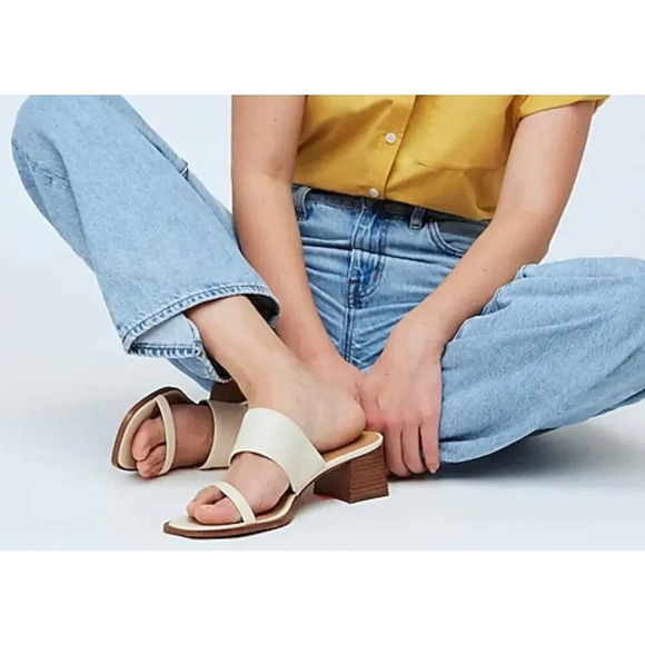 Madewell Shoes - Madewell Size 8 The Kaitlin Sandal Cream White Brown Chucky 2” Heel Coquette